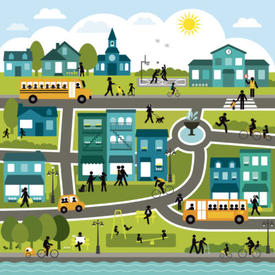 Image représentant une ville active et inclusive